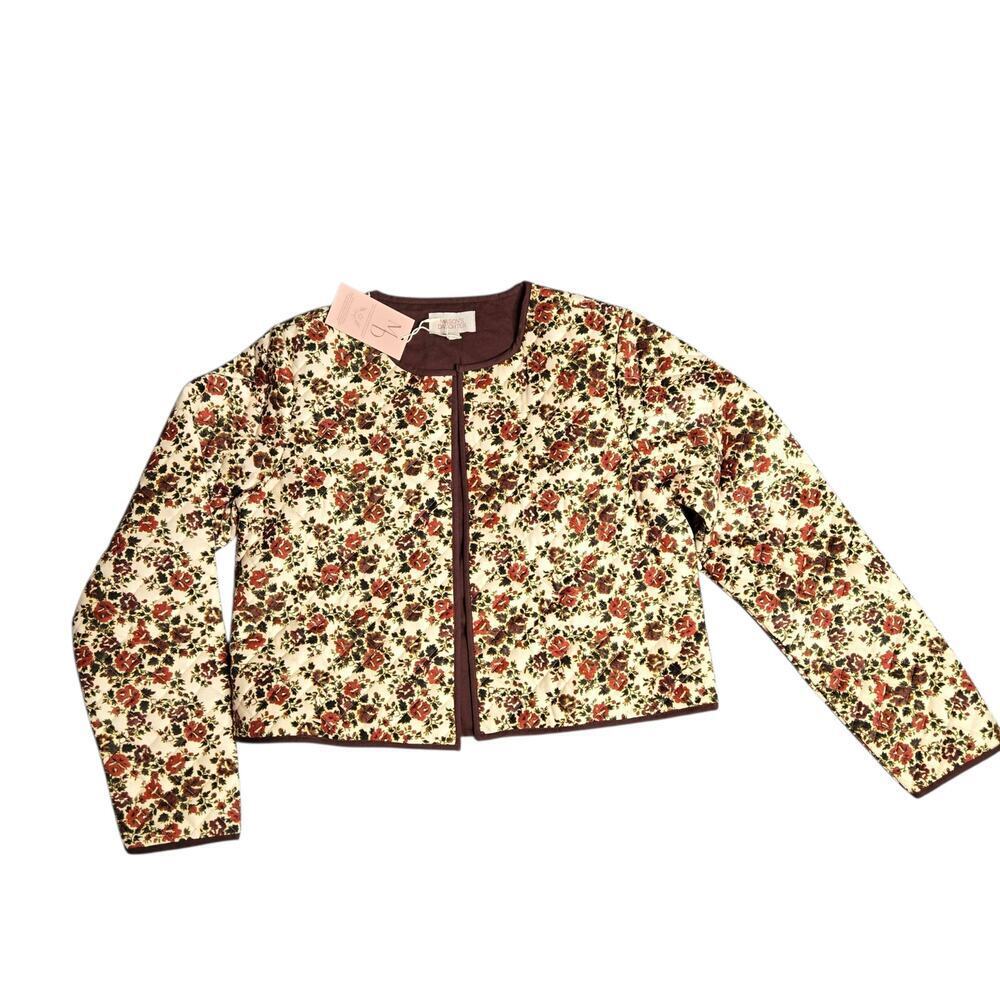 Mason's Daughter Brown Quilt Floral Cropped Jacket Size: S